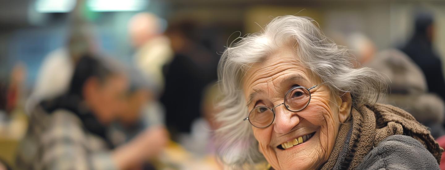 Femme agée à table